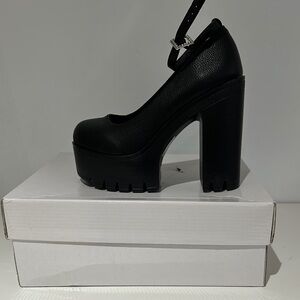 Black Platform Chunky Heel Shoes
